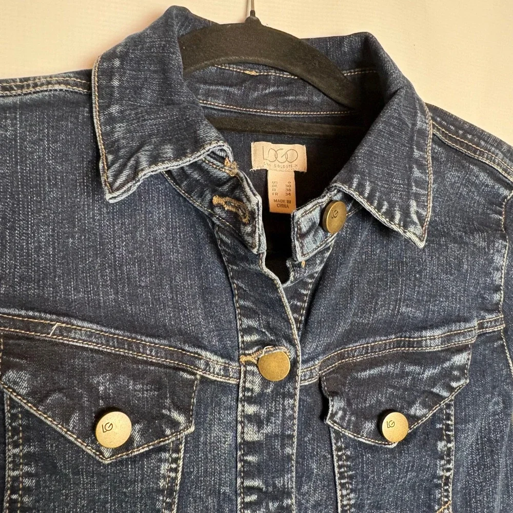 NWT LOGO Lori Goldstein Sz 0 Acid Wash Denim Chore Jacket‎ Frayed Hem Shacket